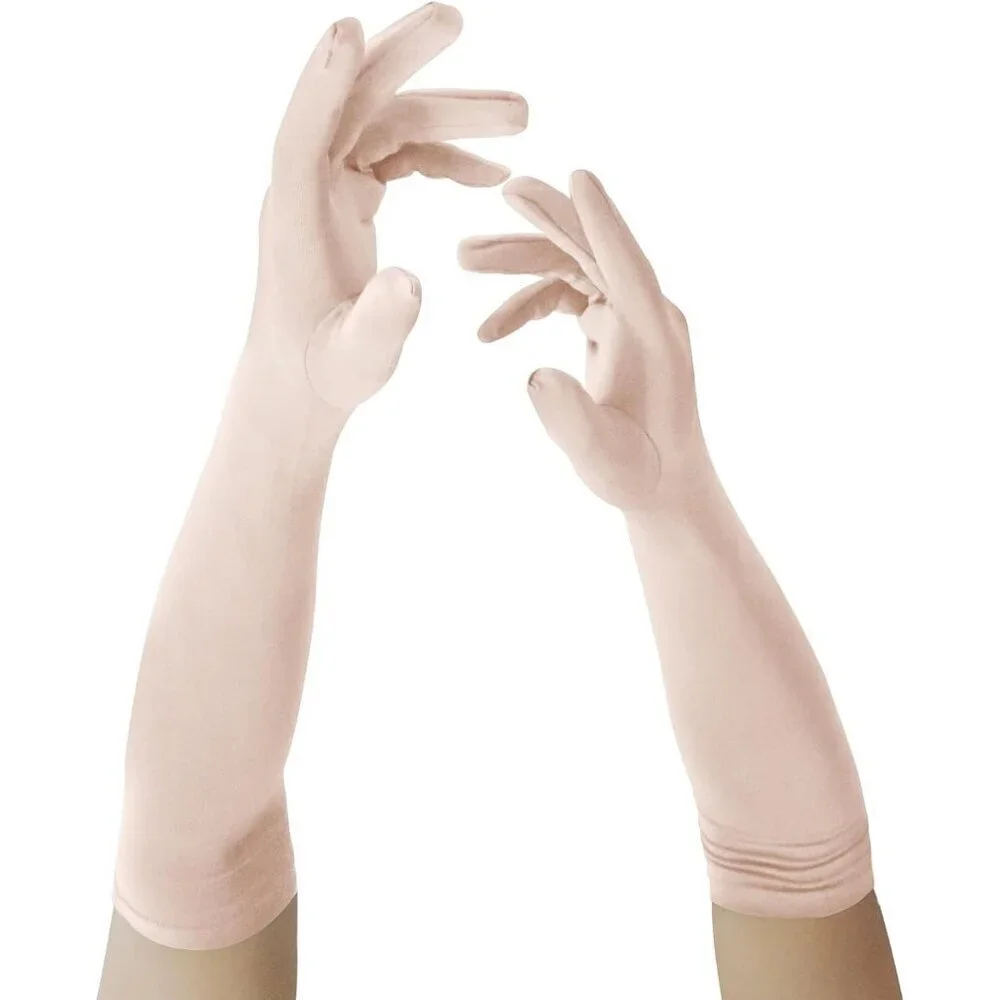 Women's Skin Elbow Length Fabric Satin Gloves Halloween Costume Accessories